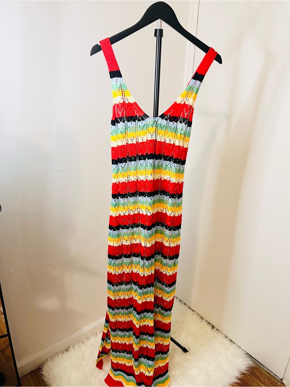 Sleeveless Multicolor Striped Knit Maxi Dress - Picture 2 of 4